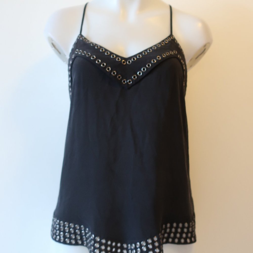 RORY BECA BLACK STRAPPY SILK RACERBACK TOP